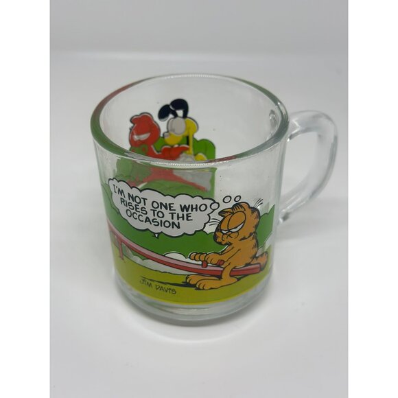 Vintage 1978 McDonald’s Garfield Glass Mug – “Rises to the Occasion” Coffee Cup - Picture 2 of 7